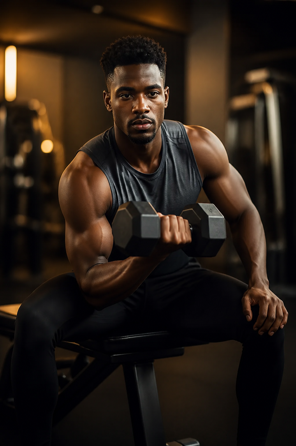 Coach training with a dumbbell